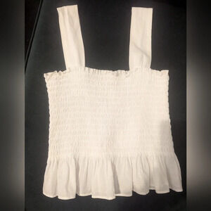 UniQlo White Ruched Tank Top Small
